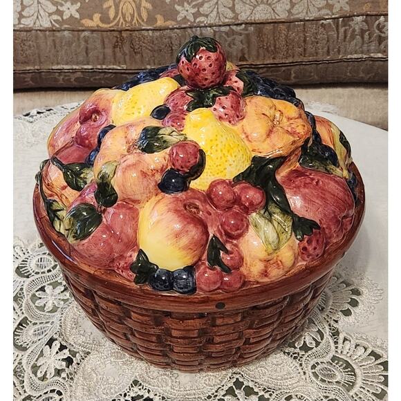 BLOCK Country Orchard Collection Figural Round Covered Vegetable Dish 1995 - Picture 1 of 6